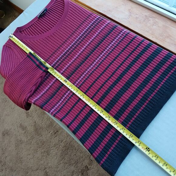 Lane Bryant Red Ribbed Striped Sweater Large missing tags 3/4 sleeves crew neck - Picture 8 of 11